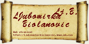 LJubomirka Biolanović vizit kartica